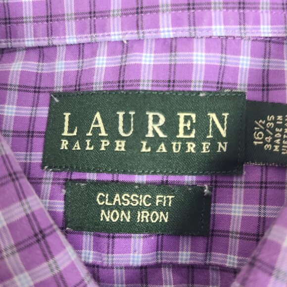 Ralph Lauren Classic Fit Purple Plaid Long Sleeve Button Down Shirt 16 34 - 35 - Picture 2 of 6
